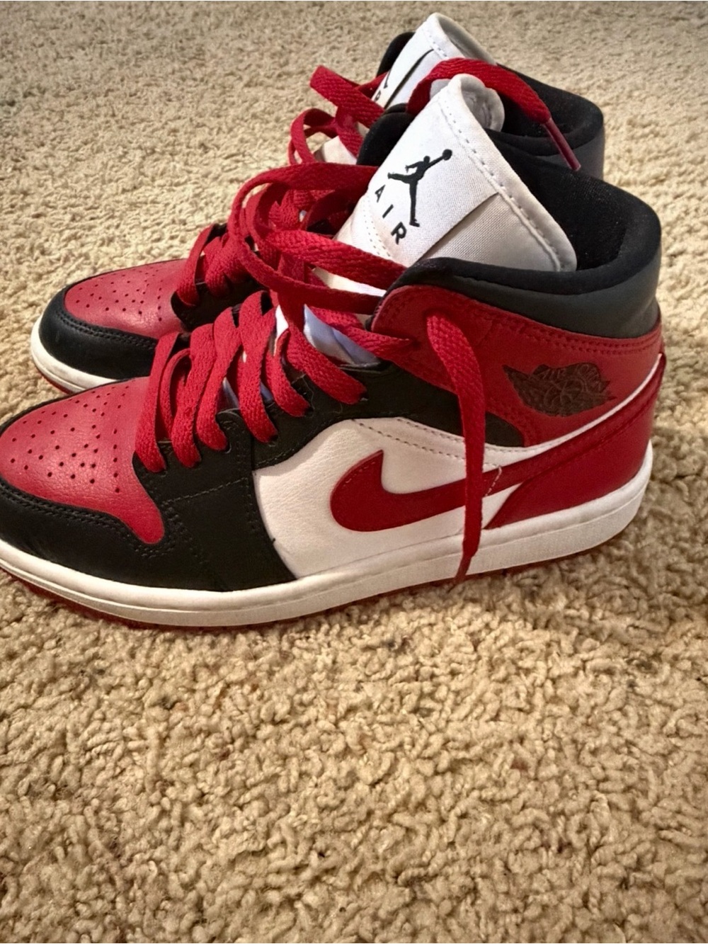 Jordan Red, Black & White High-Top Sneakers